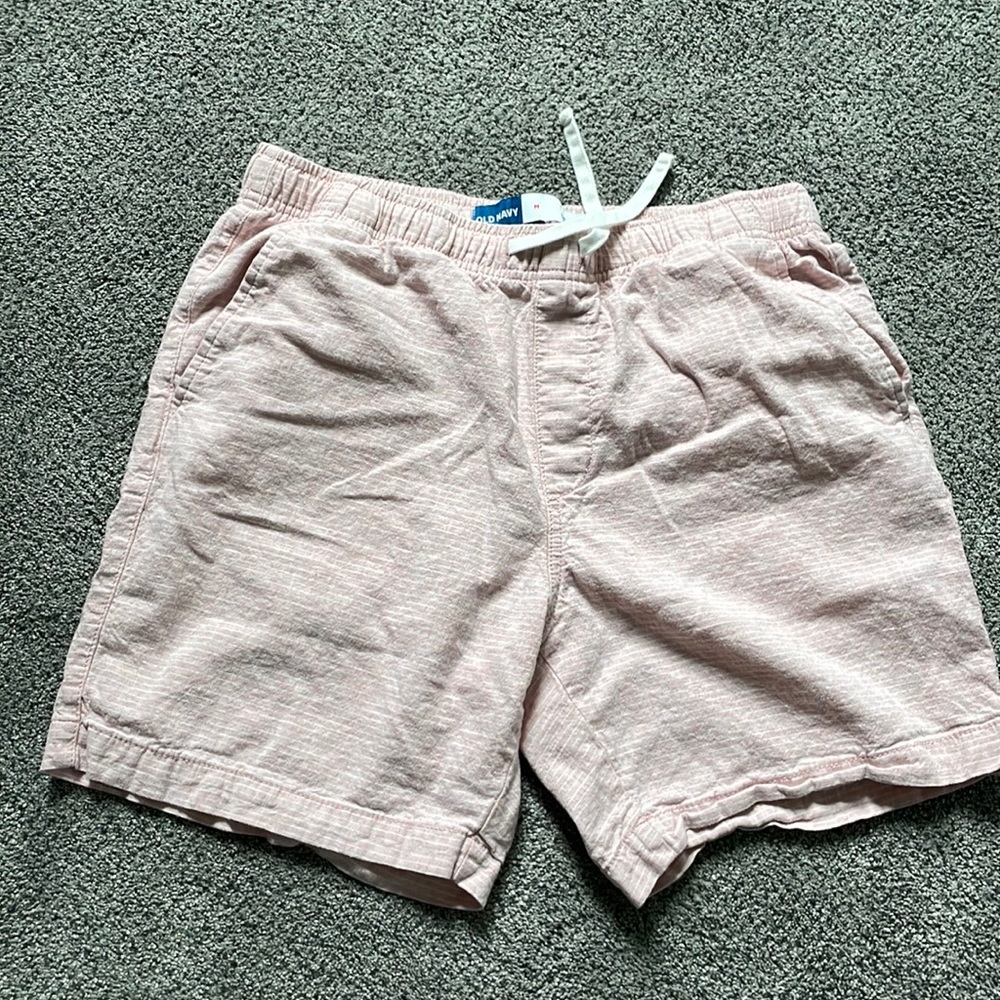 Men’s pink and white stripe shorts from old navy